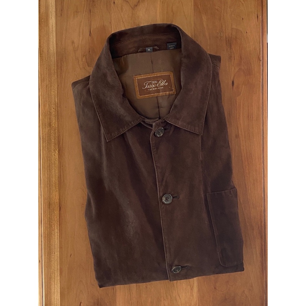 Tasso Elba Genuine Leather Men's Jacket Coat Brown Size XL Pre-Owned